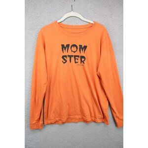 Life is Good Long Sleeve Crusher Orange Tee-Size Medium-"Momster"